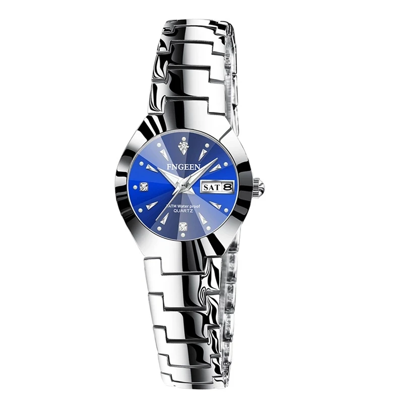 Relógio de quartzo de aço inoxidável impermeável para homens e mulheres, relógio de pulso de luxo para amantes