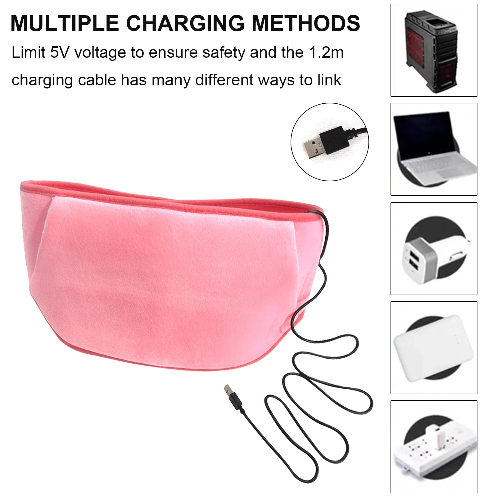 Centură de încălzire talie reglabilă USB încălzire electrică terapie magnetică pentru crampe menstruale lombare abdominale picioare ameliorarea durerii_voghion.com