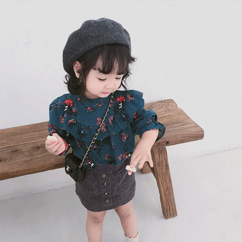 

Girls T-Shirt Flower-Collar Doll Shirt Blouse Girls Shirt 2019 Autumn Girl T Shirt Children