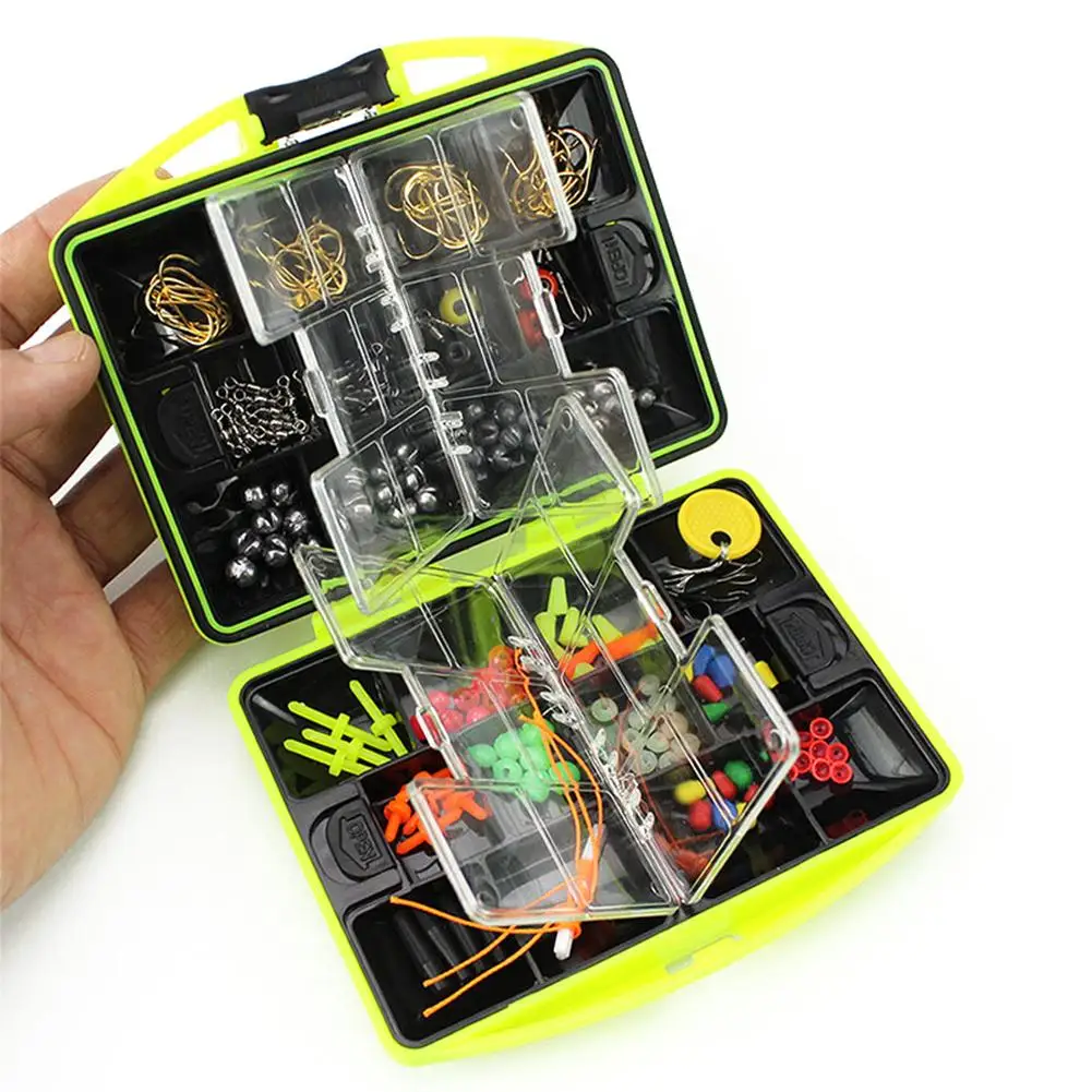 

Fishing Tackle Swivels Jig Hook Sinker Floating Beads Clip Lead Accessories Box
