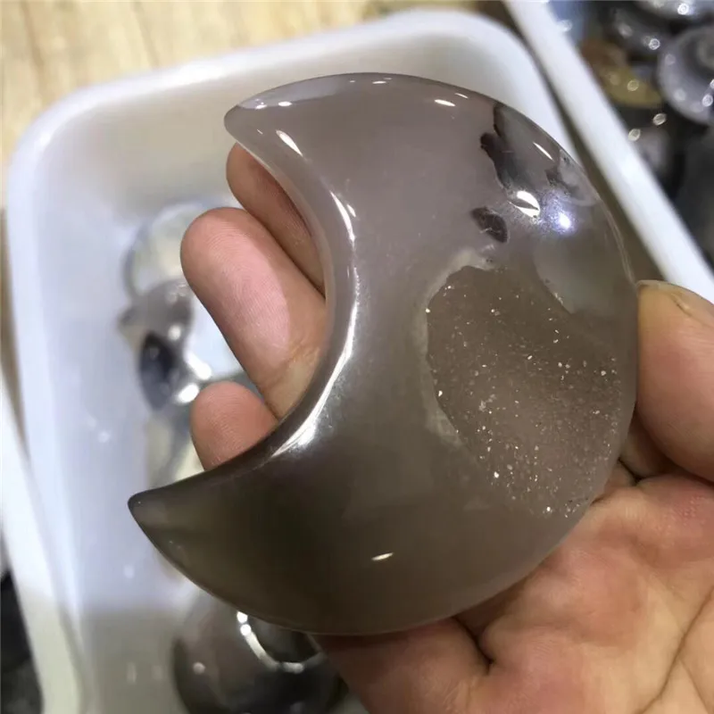 Природный Агат geode moon Кристальные драгоценные камни рейки целебный Кристалл Камень