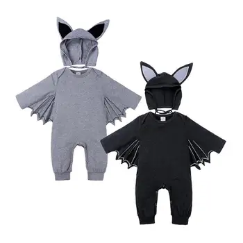 

2pcs/set Toddler Baby Spring Autumn Rompers Cartoon Halloween Bat Sleeve Romper with Hat Suits