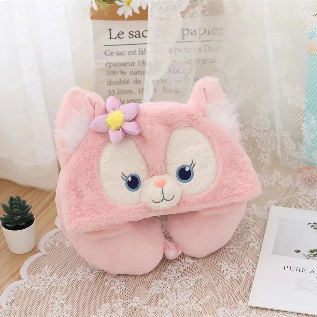 U-shaped Pillow Hoodie Travel Neck Pillow For Sleep Kawaii Anime LinaBell Hooded Pillows For Airplane Cartoon Pink Fox Gifts 4