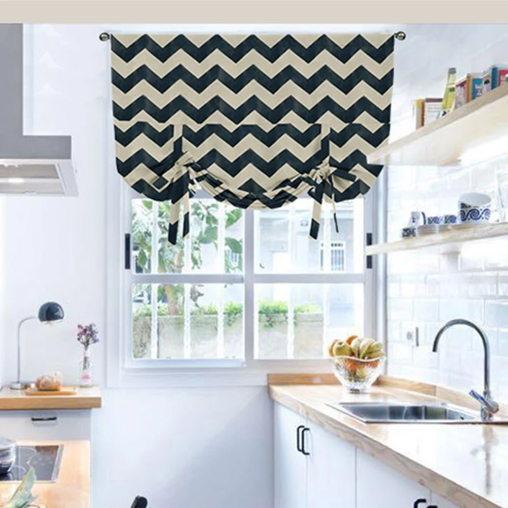 Didihou Nordic Geometric Blackout Short Curtains Kitchen Window Treatments Jacquard Striped Roman Curtain For Door Home Curtains Aliexpress