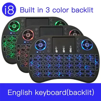 

7 color backlit i8 Mini Wireless Keyboard 2.4ghz English Russian 3 colour Air Mouse with Touchpad Remote Control Android TV Box