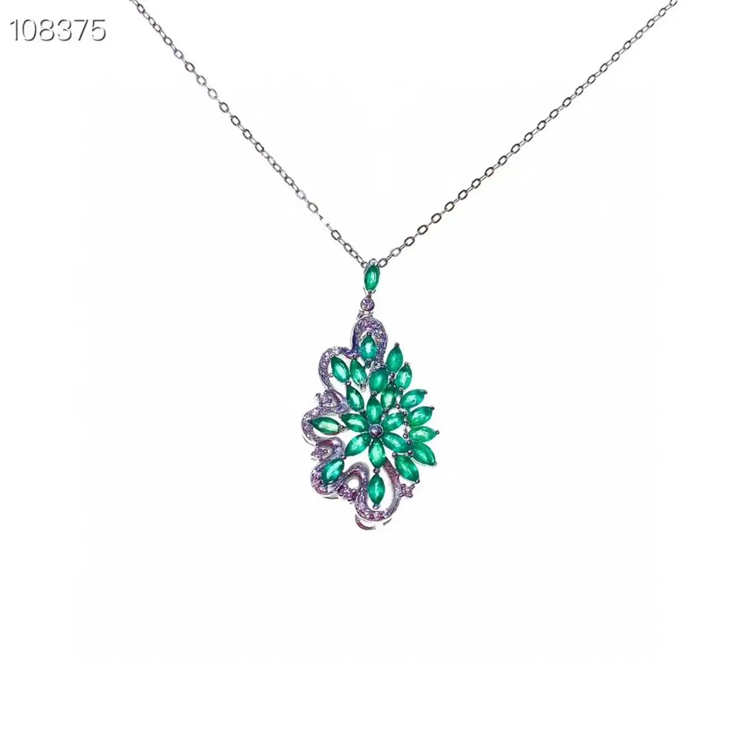 

KJJEAXCMY fine jewelry 925 pure silver natural emerald girl new Pendant trendy Necklace birthday christmas gift party