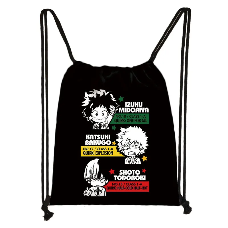 japanese anime Boku No Hero Academia drawstring bag My Hero Academia casual backpack teenager storage bag women men travel bags - Цвет: skdmyhero11