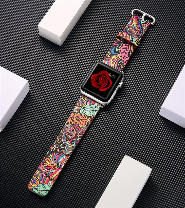10 шт. 38 мм 40 мм 42 мм 44 мм Натуральная кожа Смола Crezy Horse Ретро ремешок для Apple watch 1 2 3 4 5 watch5 iwatch5
