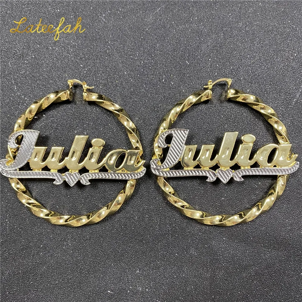 

2020 New Fashion Custom Personality Copper Earring Two-Color Electroplated Twisted Round Hip-Hop Style For Women Jewelry