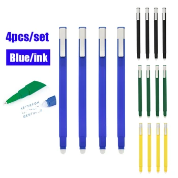 

4pcs/set, 1 Pen + 10 Refills/set, Erasable Pen 0.5mm Magic Gel Pen Blue Optional Student Painting Tool Office Supplies Set
