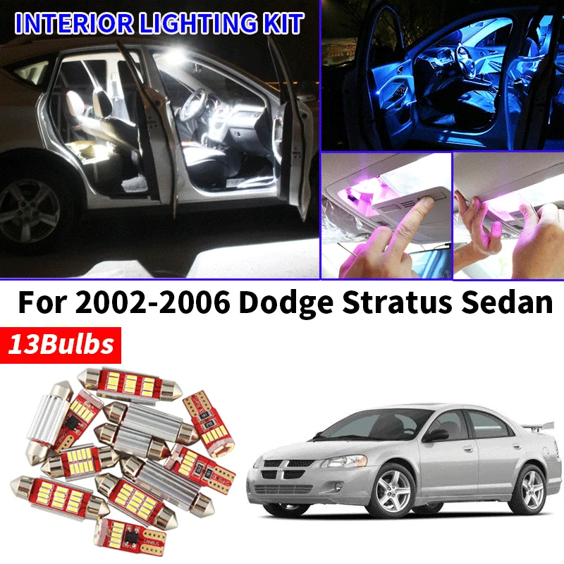 13x Canbus White LED Light Bulbs Interior Kit For 2002-2006 Dodge Stratus Sedan Map Glove Box Trunk Cargo License Lamp 12V Car L |