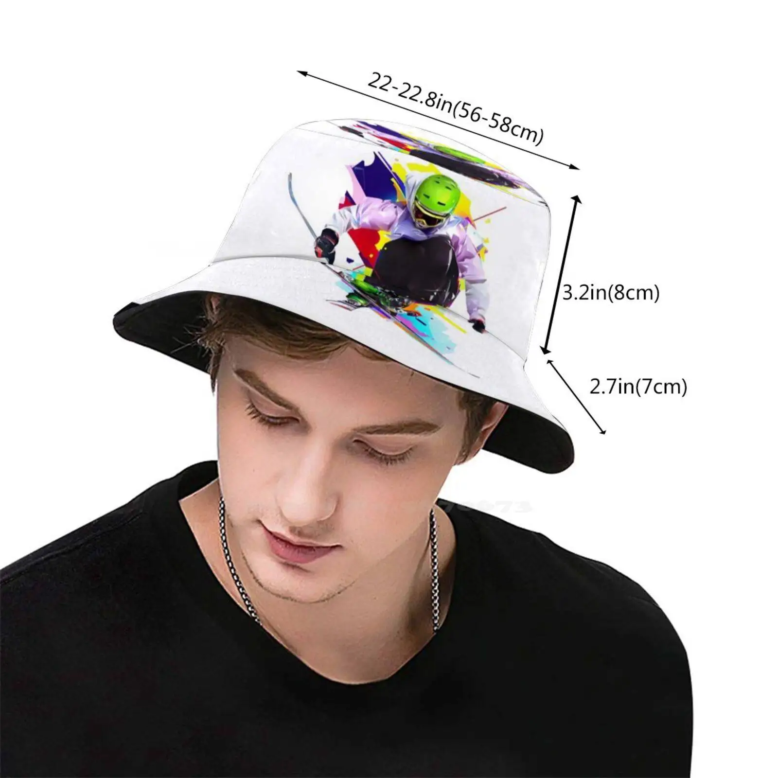 Snowboarding Print Bucket Hats Sun Cap 