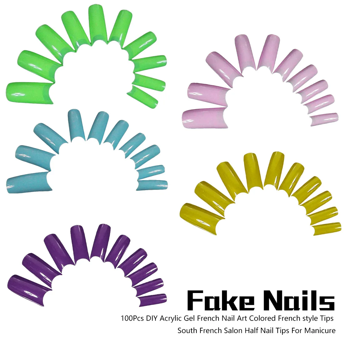 

100pc/box Nude Colorful Half Nail Tips South French Salon Acrylic Nail Art False Nail Tips For Manicure For Salon Tips Build