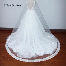 Rosabridal белое, цвета слоновой кости кружево Аппликация, вуаль невесты Элегантное Длинное платье для невесты, свадебные аксессуары, фата