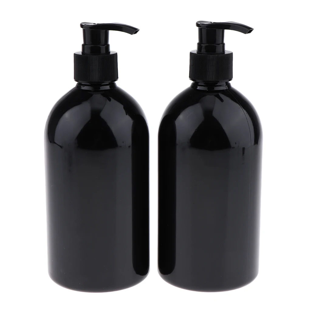 2pcs/set Leak-proof Refillable Empty Durable Amber PET Plastic Shampoo & Conditioner Cosmetic Bottle 500ML for Travel Home