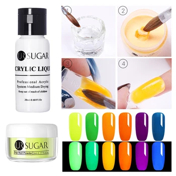 

UR SUGAR 4Pcs Dipping Nail Acrylic Powder Nail Extension Set Builder Tips Glitters Slip Solution Quick Extension False Tips