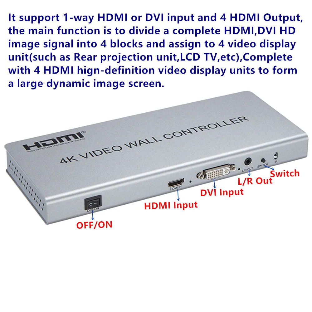 2x2 4K 1080P HDMI видео настенный контроллер адаптер ЖК цифровой телевизор Hdmi DVI настенный процессор 3 способа разветвитель для дисплейного оборудования HD tv