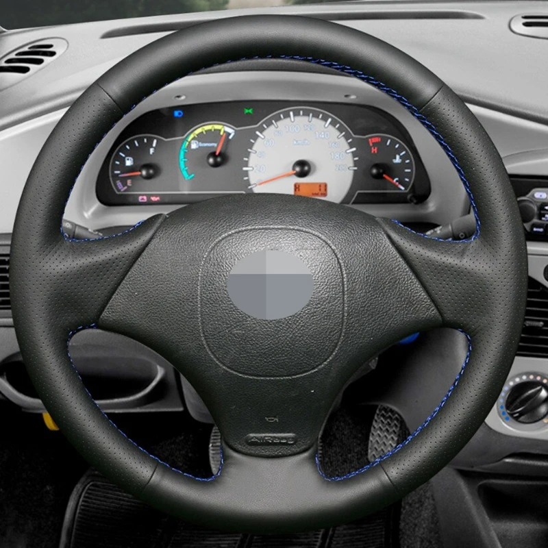 DIY сшитые вручную черные мягкие чехлы рулевого колеса автомобиля из