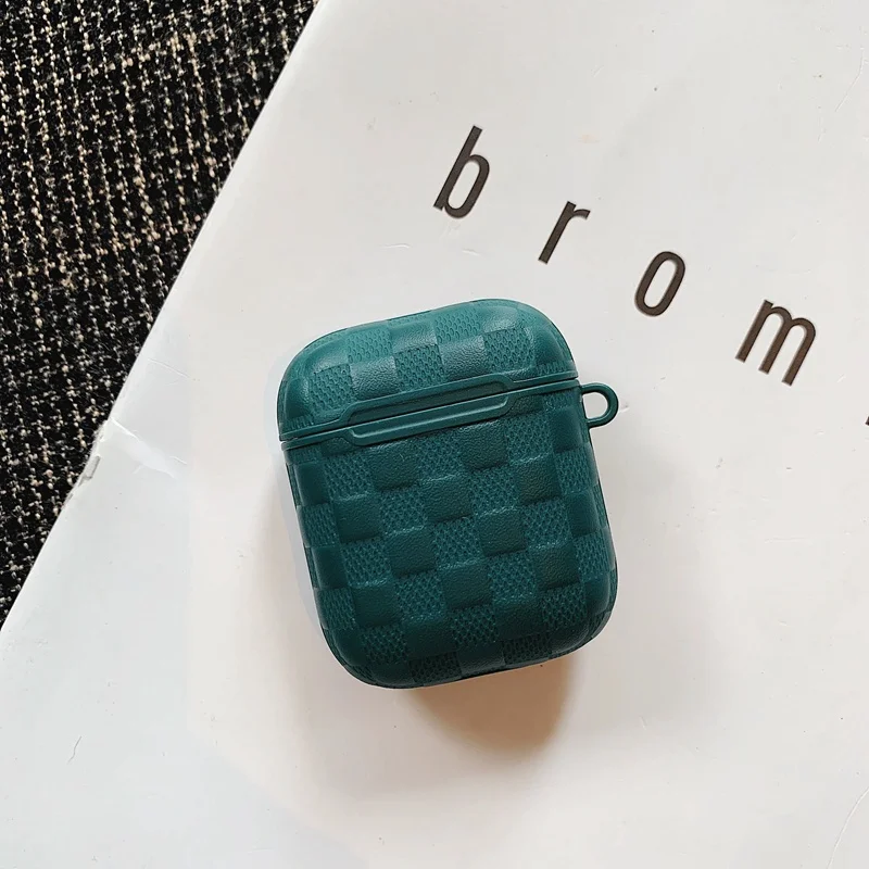 Чехол из ТПУ с текстурой переплетения для Airpods, модный темно-зеленый тонкий мягкий защитный чехол для наушников Airpods 2, чехол