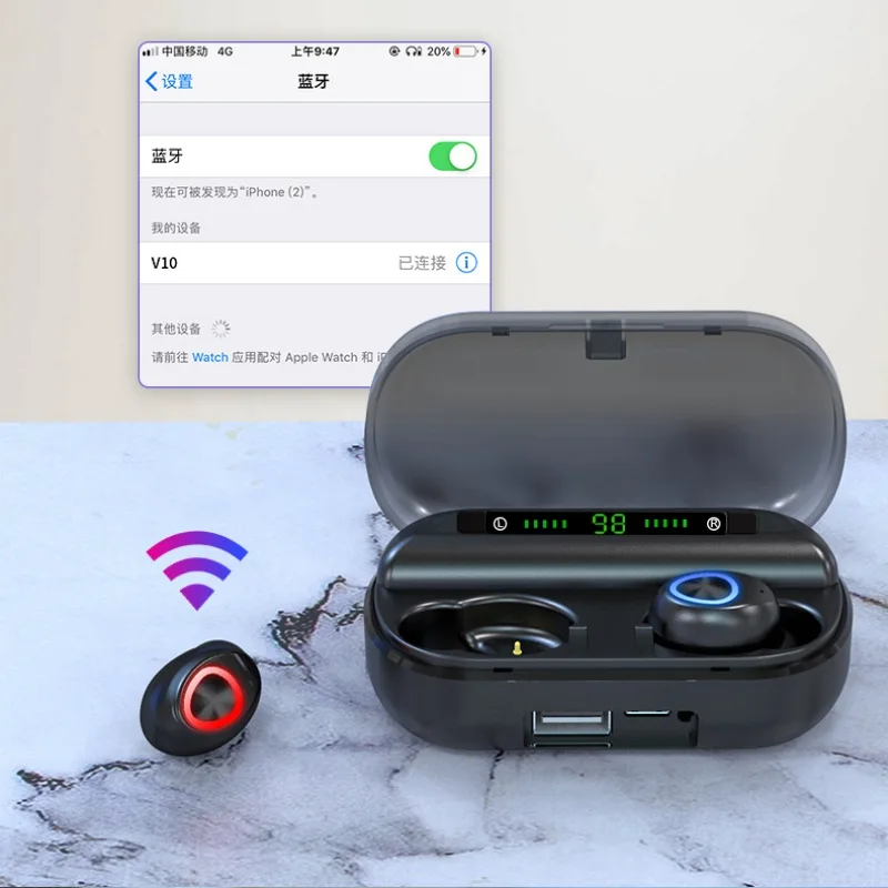 Bluetooth 5,0 водонепроницаемые спортивные наушники с шумоподавлением и чехол для зарядки