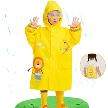 Baru Kartun Lion Jas Hujan Anak Bayi Tahan Angin Poncho Anak Laki-laki Anak Perempuan Jas Hujan Kuning 2-14 Tahun Siswa Tur Jas Hujan dengan tas(China)