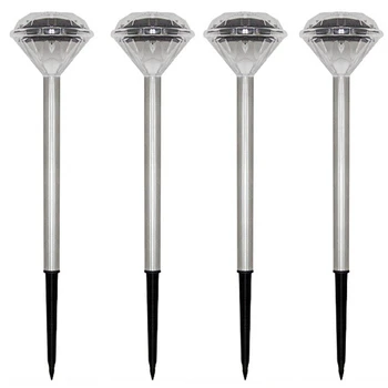 

Promotion! 4 Pcs /Lot Solar Power Led Stainless Steel Landscape Lamps Outdoor Garden Path Lawn Lamp Straight Diamond Light(White