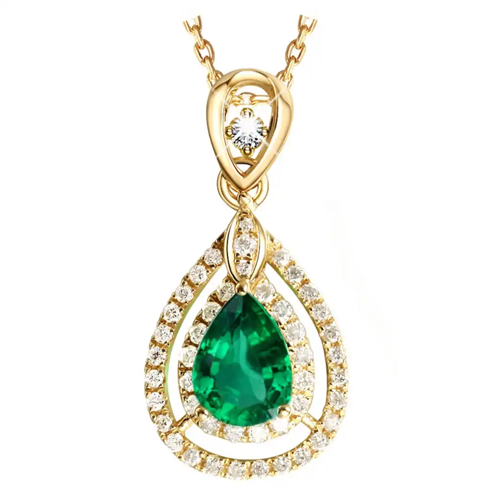emerald gemstones pendant necklace women green cryst