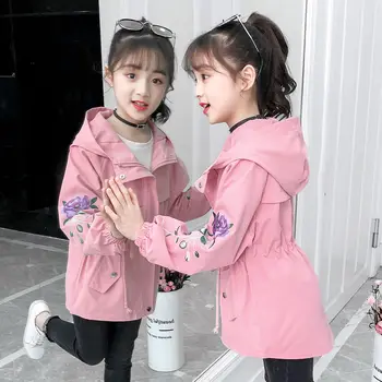 

Children's Clothing Girls Coat 2020 New Fashion Children's Embroidered Windbreaker Girl Spring and Autumn Jacket Jacket Tide
