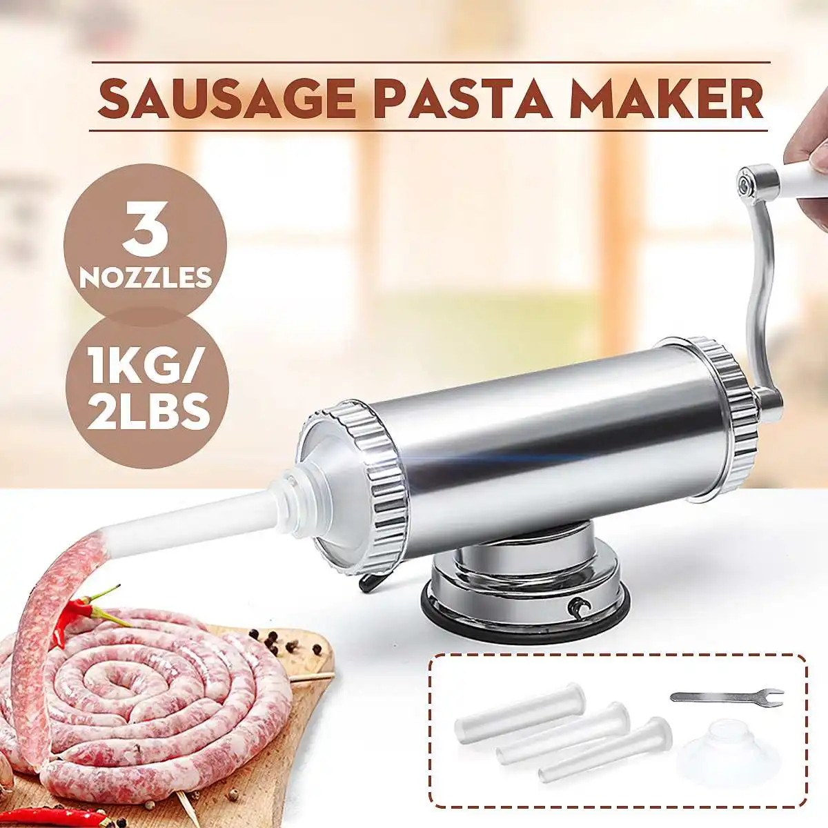 

Sausage-Maker Meat Filler Machine Kitchen Meat Stuffing Preparation Salami Making Sausage Maker Meat Stuffers Manual Tubes