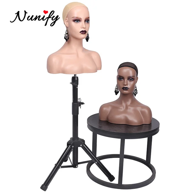 Nunify Black Mannequin Head Female Realistic Fiberglass Mannequin