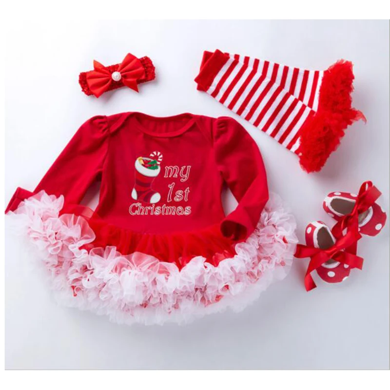 

Cotton Baby Girls Romper 1 Year 1st Christmas Dress Party Dresses for Girl Toddler Kids Baptism Gown Tutu Outfits With Headband