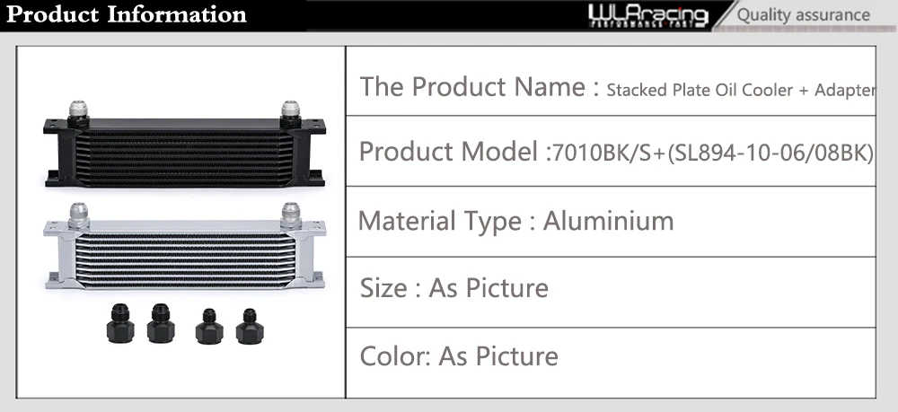 WLR – Aluminium Universal Motor Getriebe AN10 Ölkühler 10 Reihen mit 10 An Buchse auf AN6 AN8 Stecker Adapter Fitting WLR7010 – Detail 1