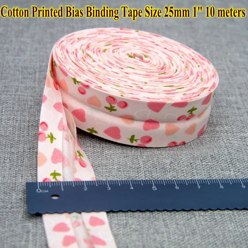 Cotton Bias tape printed flowers size 25mm 1" 10meters printed flowers Cotton twill Bias binding tape DIY sewing colorful cotton bias tape fabric craft supplies