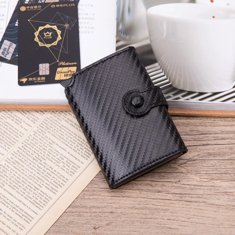 Новинка, кошелек RFID из искусственной кожи, винтажный держатель для карт, мужской и женский кошелек, кошельки из углеродного волокна, чехол, минималистичный кошелек - Цвет: X-59  Tanxian Black