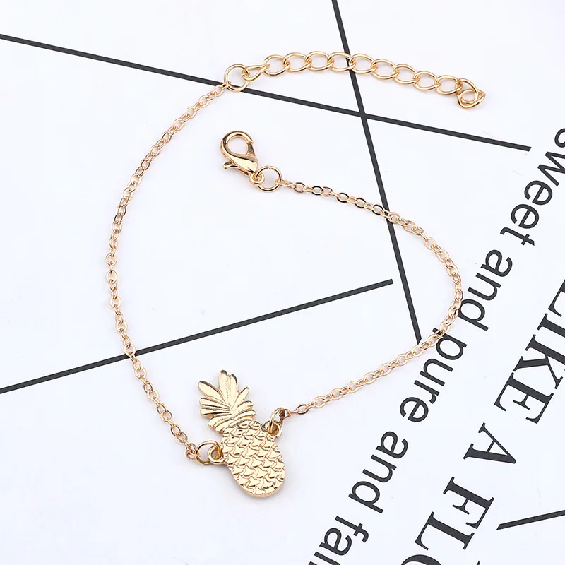 Europe And America Accessories Cute Hollow out Stereo Pineapple Anklet Bracelets Dual Purpose Hand Jewelry Fruit Anklet Hanging