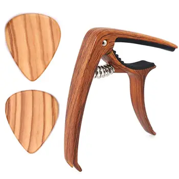 

3 Pcs/set Olive Wood Double Sided Paddles with Wooden Grain Capo Tune Change Clamp Key Acoustic Trigger