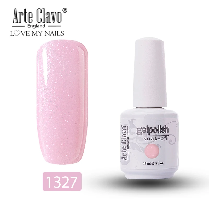 Arte Clavo 15 мл; Гель-лак для ногтей светодиодный отмачиваемый Гель-лак для ногтей праймер Гель-лак Полупостоянный розовый 375 цветов Блеск для ногтей - Цвет: 1327
