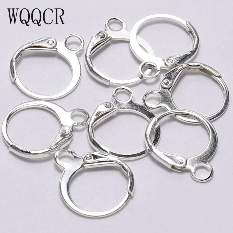 

WQQCR Wholesale 925 Sterling Silver Color And Gold Hoop Lever Back Ear DIY Drop Earring 10PCS/Lot 15MM Handmade Jewelry Findings