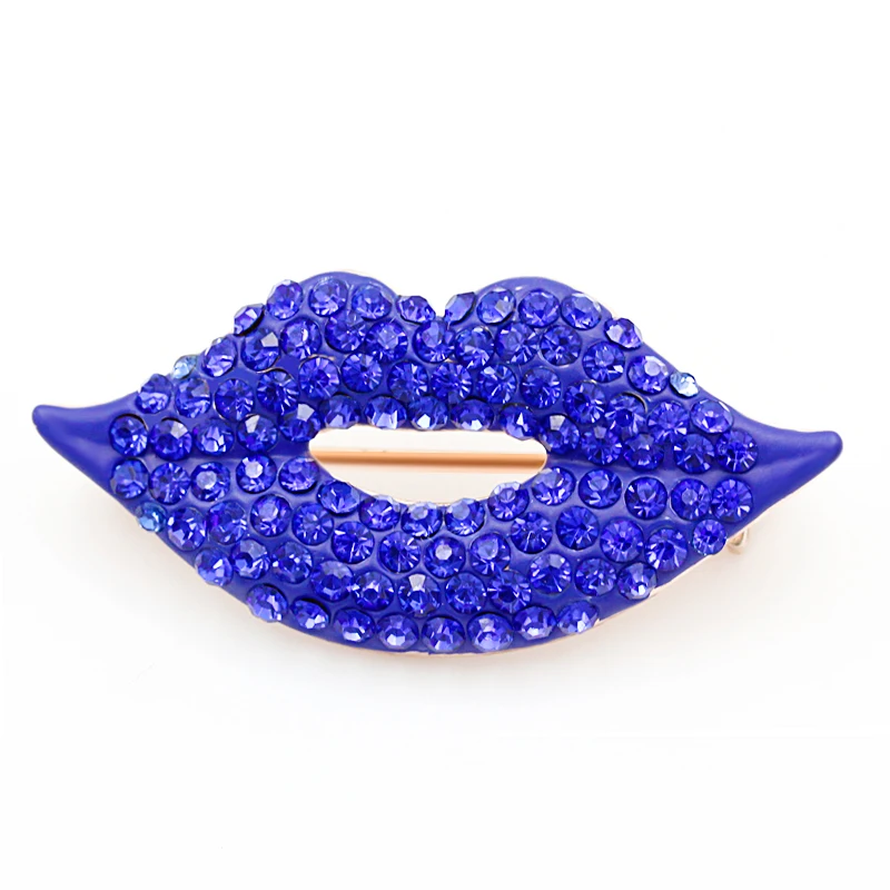 Baiduqiandu бренд высокое качество красный и синий кристалл паве со стразами губы брошь булавки для леди или девушки - Окраска металла: Blue