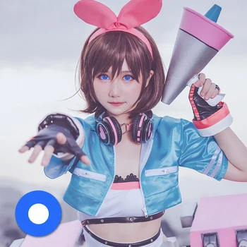 

2Pcs/1Pair Pure Blue Colored Circle Eyes Pupil Contact Lenses Cosplay Eye Collect For Halloween Party Girl Cartoon Character