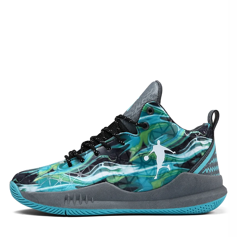 green New Style Breathable Basketball Shoes youth High Top Shockproof Sneakers Non-slip Jordan Basket Shoes Zapatillas Hombre - Цвет: green