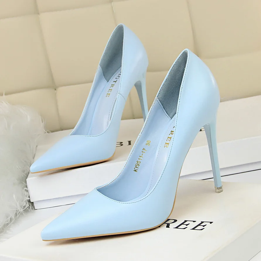 

2020 Women 10cm High Heels Valentine Fetish Pumps Lady Sexy Luxury Design Blue red Heels Female Scarpins Wedding Yellow Shoes