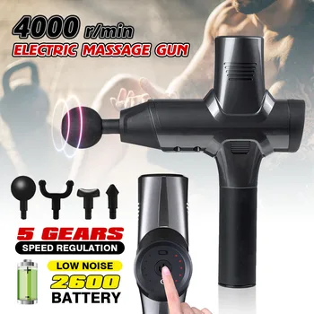 

4000r/min Therapy Massage Guns 5 Gear Muscle Massager Pain Sport Massage Machine Relax Body Slimming Relief 4 Heads