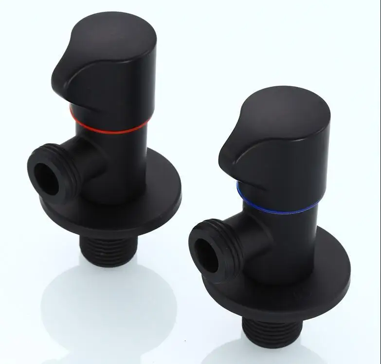 Black Standard G1/2 Thread Mixer with Angle Filled Valve, Taoqiu Solid Open-air Canned Faucet