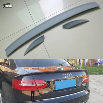 

ABT style 3pcs/set PU plastic rear trunk spoiler lip For Audi A6 c6 sedan 2005 - 2012 car styling gray primer spoiler wing