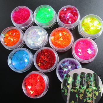 

12Color Holographic Butterfly Nail Glitters Sequins Iridescent Chunky Glitter Festival Decorations for Nail Design, Crafts, XMAS
