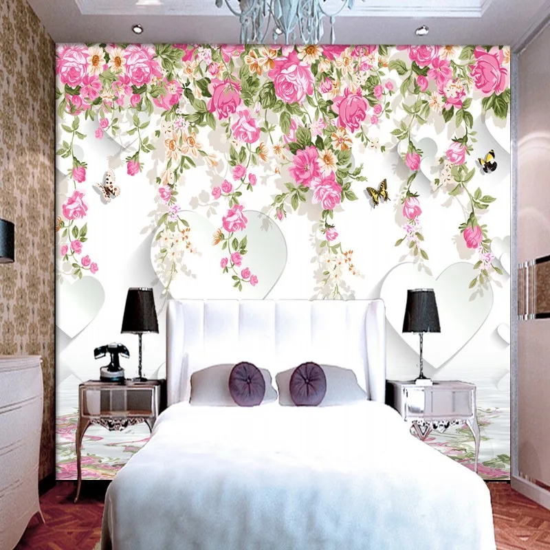 

Drop Shippingwallpaper 3d European Style Hand Painted Flowers Fresh Fashion Wallpaper Guest Room Hotel Background Murals