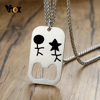 

Vnox Personalize Dog Tag with Bottle Opener Pendant for Men Stainless Steel Stylish Necklace