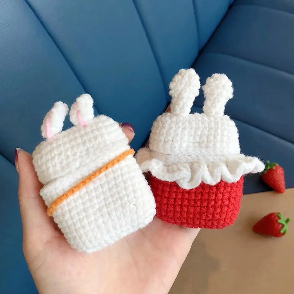 3D милый чехол для наушников для Airpods, чехол, мультяшный вязаный плюшевый чехол для Apple Airpods 2, чехол, медведь, плюшевая собака, кролик, Earpods, чехол