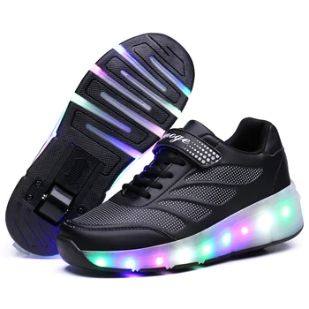 

Kids Glowing Sneakers Sneakers with wheels Led Light up Roller Skates Sport Luminous Lighted Shoes for Kids Boys Pink Blue Black